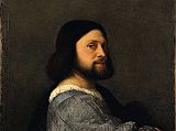 London National Gallery Next 20 08 Titian - Portrait of a Man with a Quilted Sleeve Titian  Portrait of a Man with a Quilted Sleeve, 1512 81 x 66 cm. It has been plausibly suggested that the assertive unknown man in this portrait, is Titian himself when young. Subverting the Venetian convention by which a parapet defines the picture plane, locating the sitter behind it, Titians elbow in the blue sleeve projects beyond the stone ledge, off the canvas into our space. A monogram, T V, is carved into the parapet.